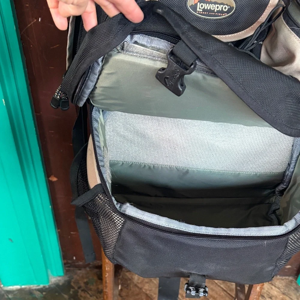 Lowepro Black and Tan Camera Backpack